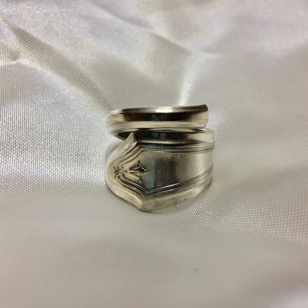1920s Silver Spoon Ring Vintage Shabby Estate Chic